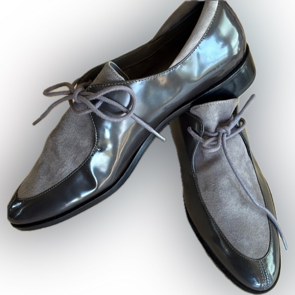 AEROSOLES Shoes - AEROSOLES oxfords grey leather, 2 tone patent leather/suede, tie. Sharp! 9 NWOT